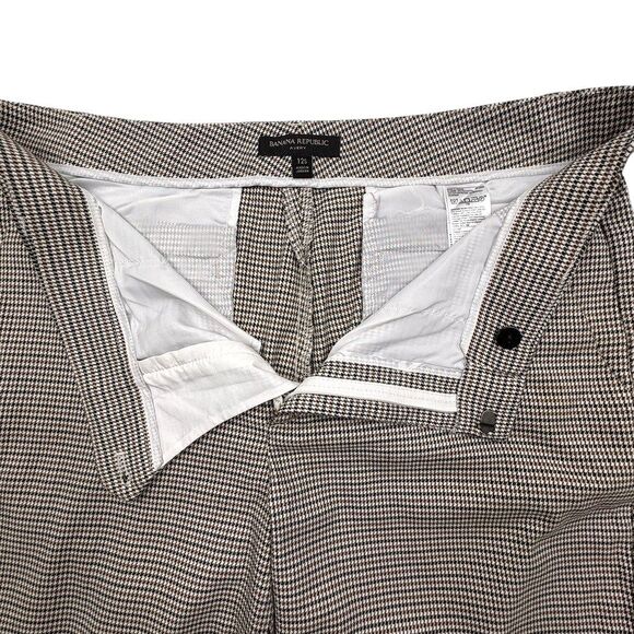 Banana Republic Avery Houndstooth Plaid Ankle Pants Preppy Chic Neutral 12 Short - Picture 3 of 15